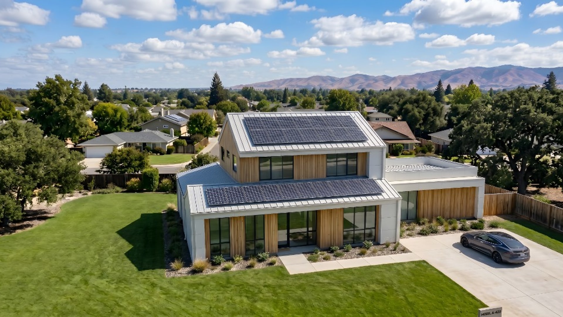 Modern home with solar, battery and electrification — wide hero