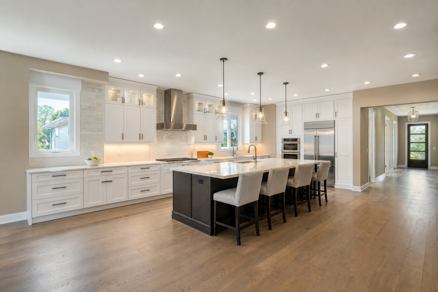 Recessed and under-cabinet kitchen lighting detail